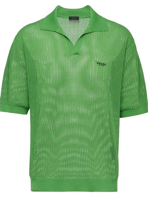 polo prada verde|Green Cotton and silk polo shirt .